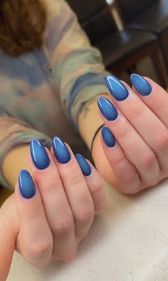 Cornflower Almond nail design by Zuzu Nails & Beauty in Jacksonville, Florida